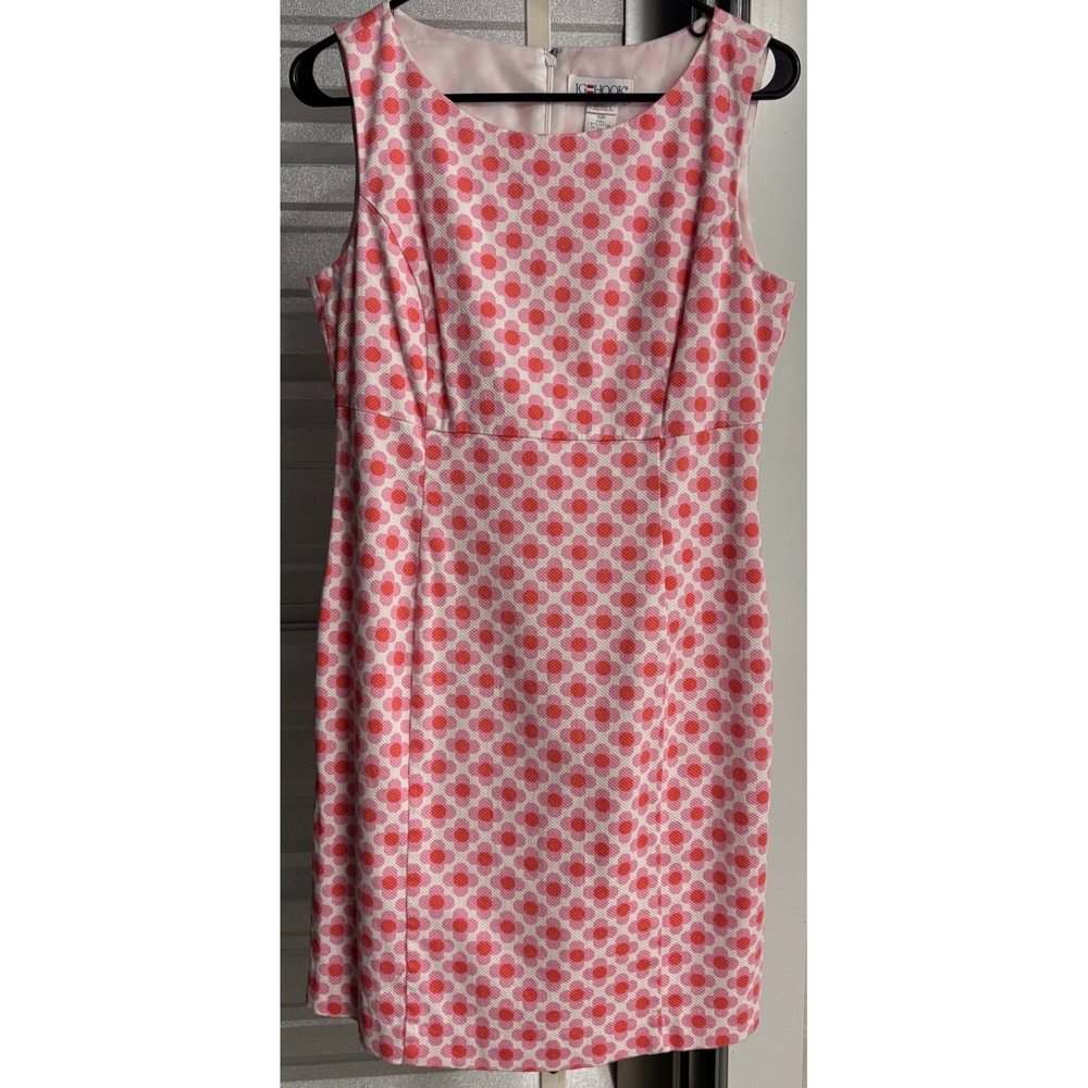 JG Hook Pink Orange Floral Pique Sheath Dress Petite 10P Sleeveless Scoop Neck